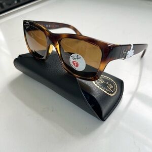 Ray-Ban polarized square glam sunglasses brown RB4194
